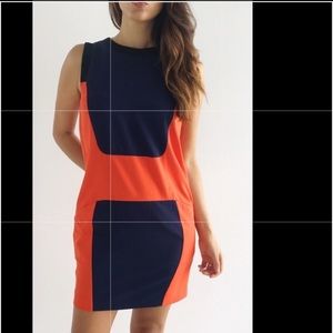 Rachel Roy  orange and navy blue dress